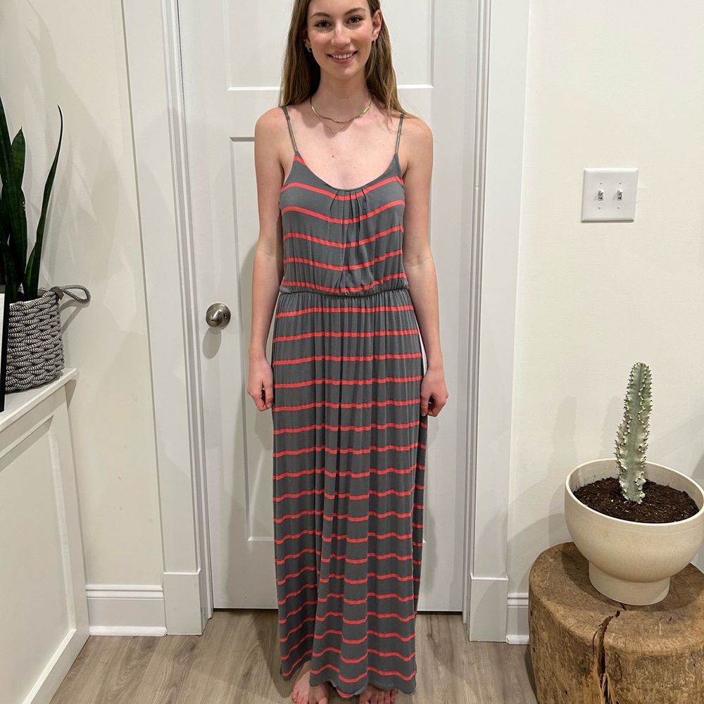 Pink and grey striped Lahiji California maxi dress